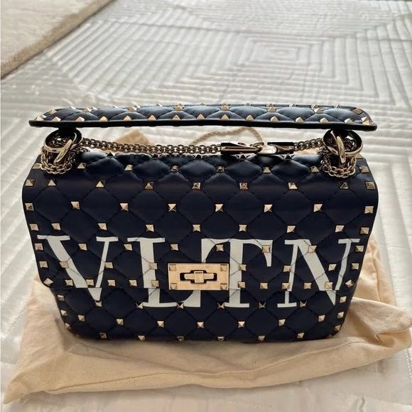 Valentino Black Quilted Rockstud Crossbody Bag - Picture 2 of 13